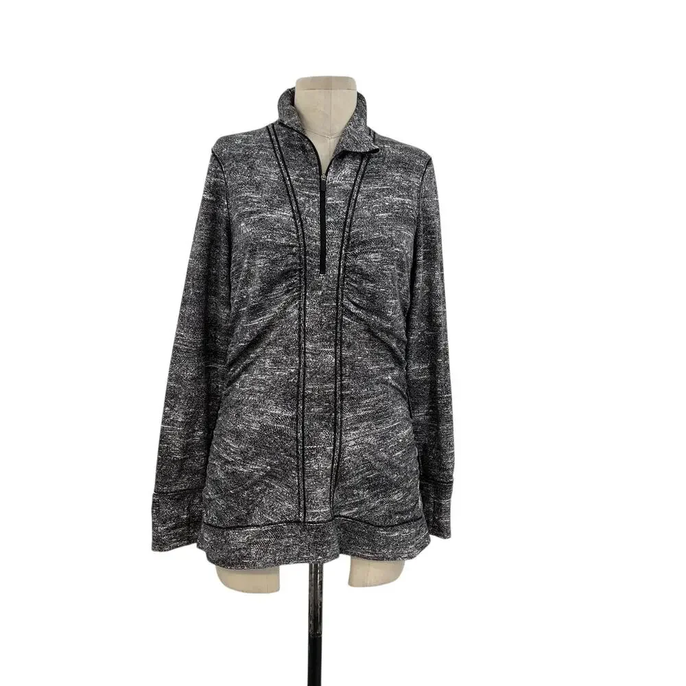 Lululemon Cypress Kiss 1/2 Zip Top Sweatshirt Rush Jacquard Black White‎ Size 10